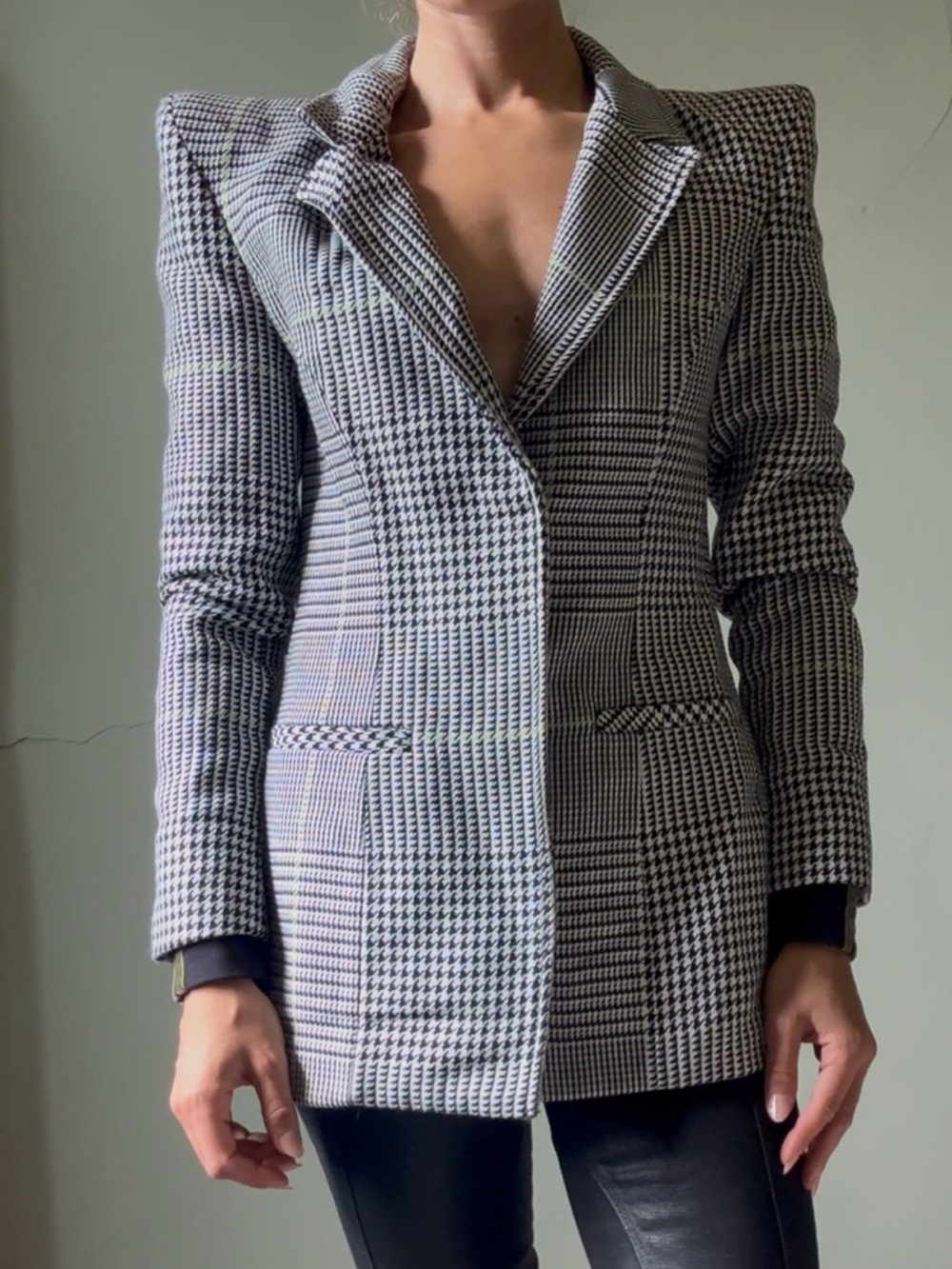 Adidas x IVY PARK Houndstooth Blazer in Black & White - Picture 2 of 6
